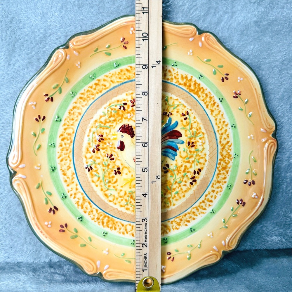 Bella Casa by Ganz Rooster Ceramic Plate‎ Scalloped Cottage 11" Farmhouse Decor - Picture 5 of 7